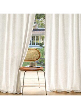 Elegant Non-See-Through Linen Curtains 52x90 Inches, Natural White, Privacy